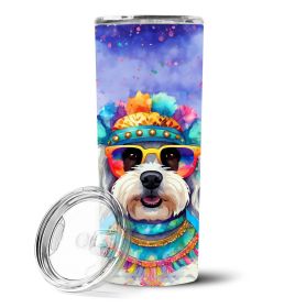 Bichon Frise Hippie Dawg Stainless Steel Skinny Tumbler Vacuum Double Walled Reusable Insulated Tumbler Travel Cup for Coffee Cocktails Gift with