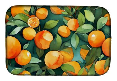 Florida Orange Blossom in Watercolor Dish Drying Mat Absorbent Dish Drying Mat Pad for Kitchen Counter Dish Drainer Mat for Countertop, 14 x 21"