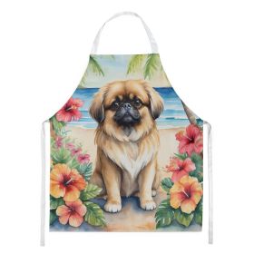 Pekingese Luau Apron Cooking Kitchen Server Baking Crafts Gardening for Adult Women Men, Unisex, Large, Multicolor