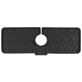 Silicone Faucet Mat Kitchen Sink Splash Guard Drain Mat Drying Pad (Option: Black)
