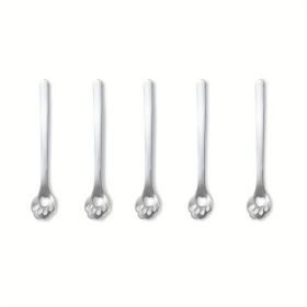 1/5pcs, Stainless Steel Hollow Out Kawaii Cat Claw Spoon, Mixing Spoon, Cake Dessert Spoon, Cookie Mold (Items: Hollow Cat Claw Spoon, quantity: 5pcs)